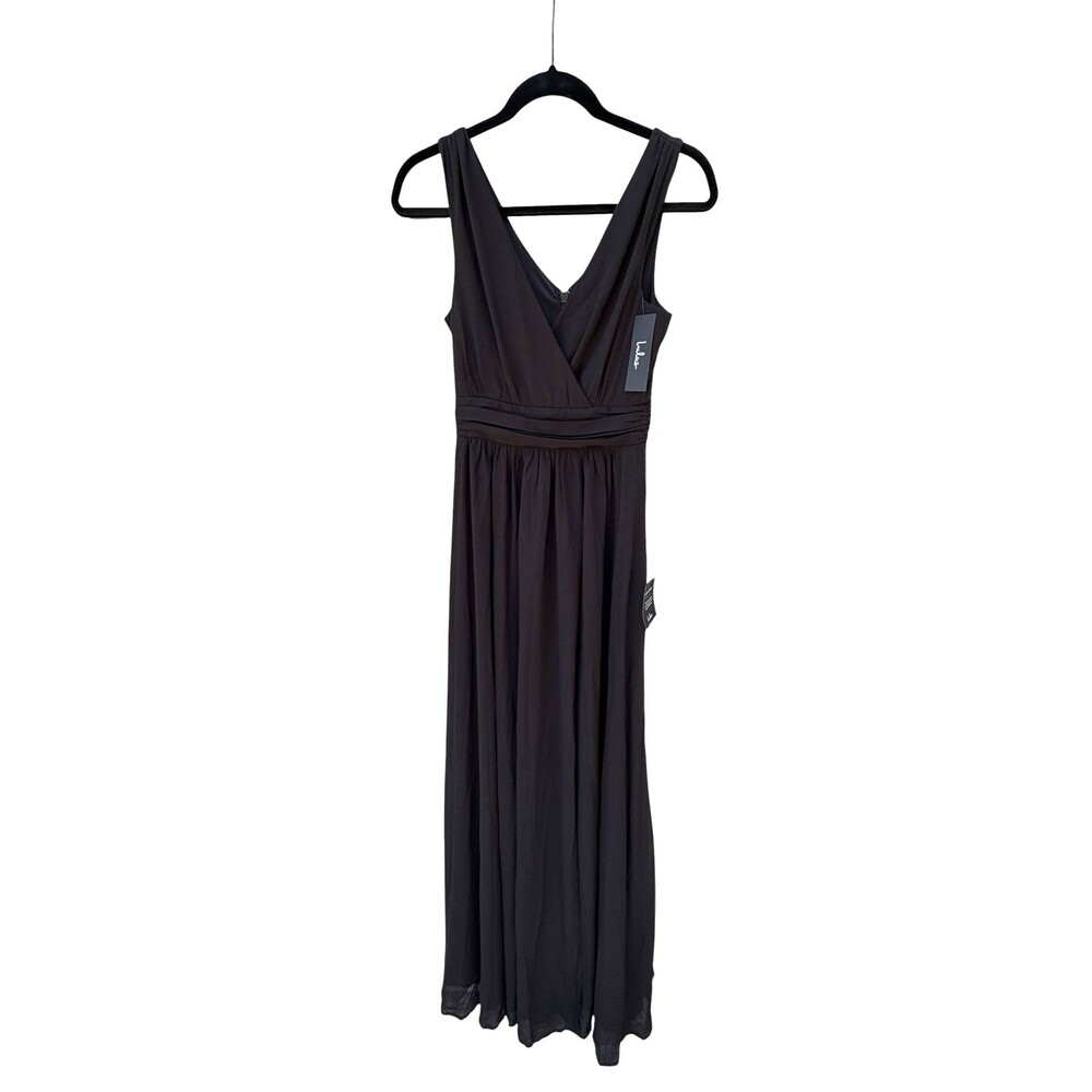 Lulus Heavenly Hues Chiffon Maxi Dress Black Formal Bridesmaid Gown NWT XXS - Picture 2 of 10